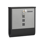 Wall Letterbox - Briefkasten - mit Zeitungsbox und Typenschild - mit Schloss - Silberschwarz