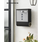 Wall Letterbox - Briefkasten - mit Zeitungsbox und Typenschild - mit Schloss - Silberschwarz