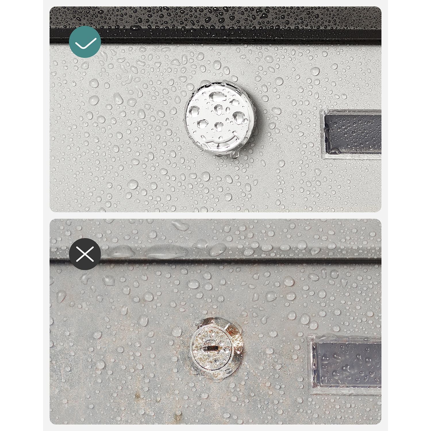 Wall Letterbox - Briefkasten - mit Zeitungsbox und Typenschild - mit Schloss - Silberschwarz
