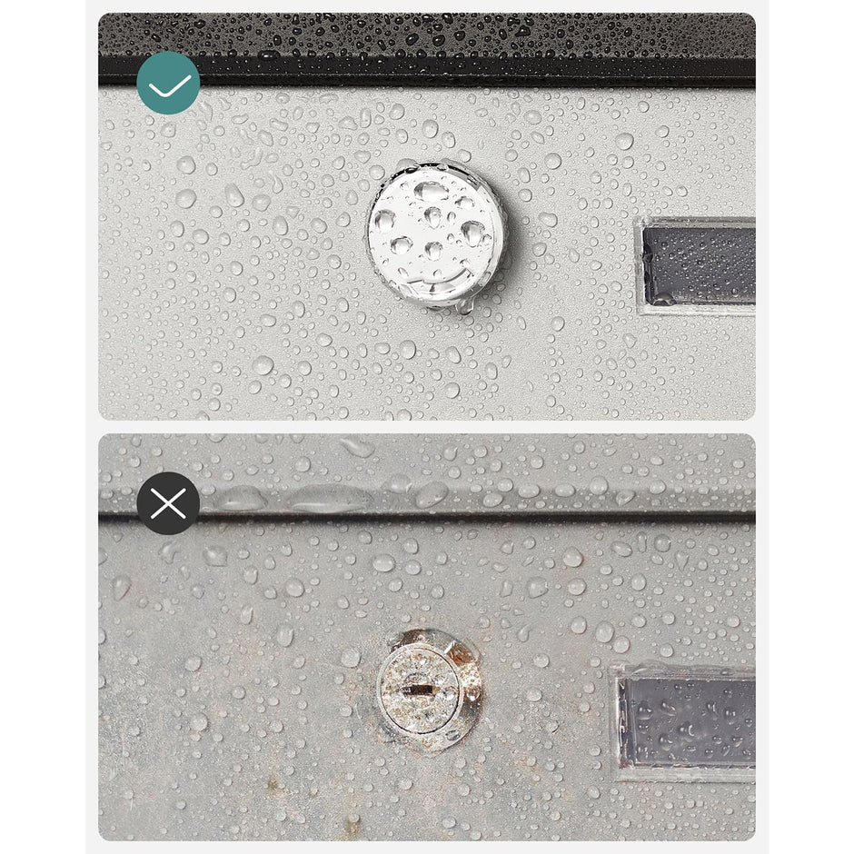 Wall Letterbox - Briefkasten - mit Zeitungsbox und Typenschild - mit Schloss - Silberschwarz