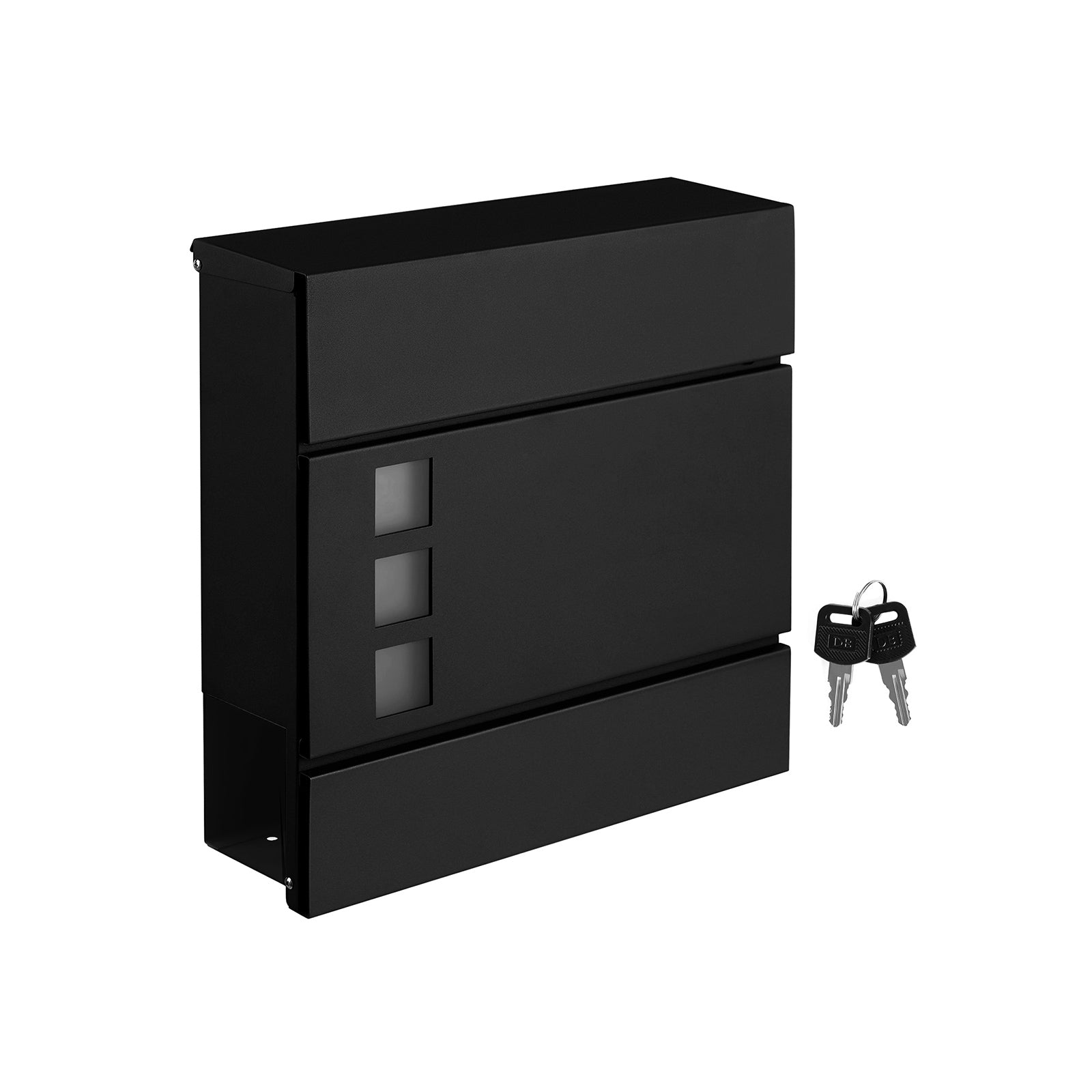 Mailbox - Modernes Wall Letterbox - mit Zeitungsabteil - abschließbar - Schwarz