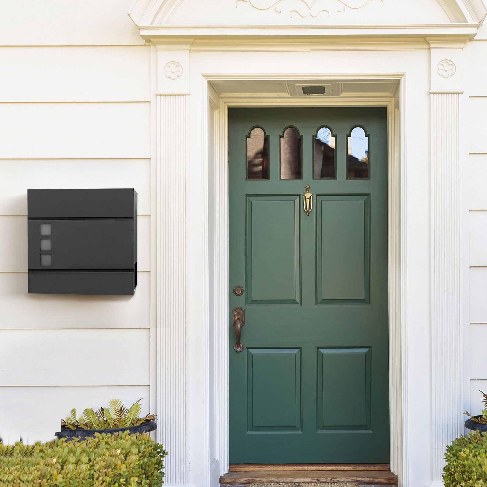 Mailbox - Modernes Wall Letterbox - mit Zeitungsabteil - abschließbar - Schwarz
