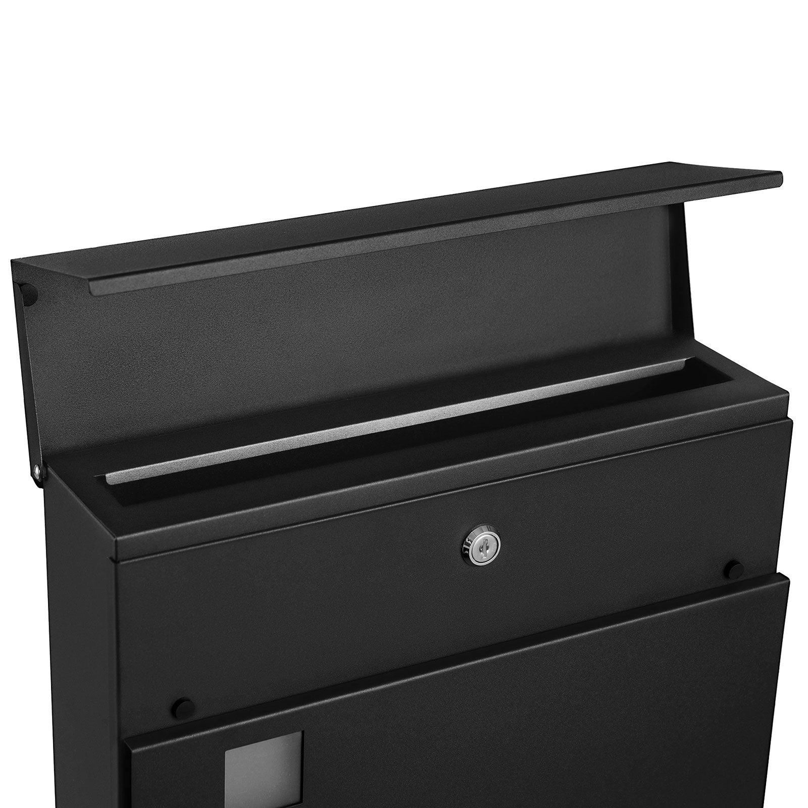 Mailbox - Modernes Wall Letterbox - mit Zeitungsabteil - abschließbar - Schwarz