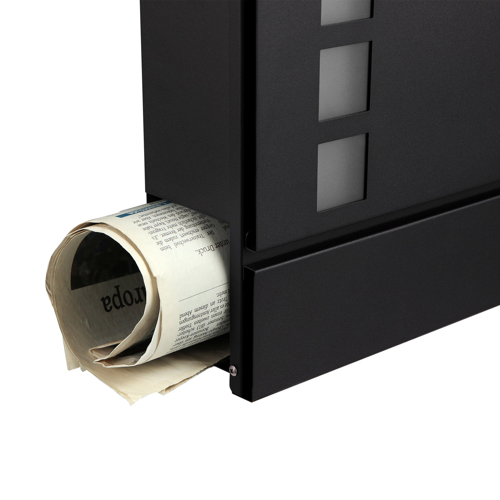 Mailbox - Modernes Wall Letterbox - mit Zeitungsabteil - abschließbar - Schwarz