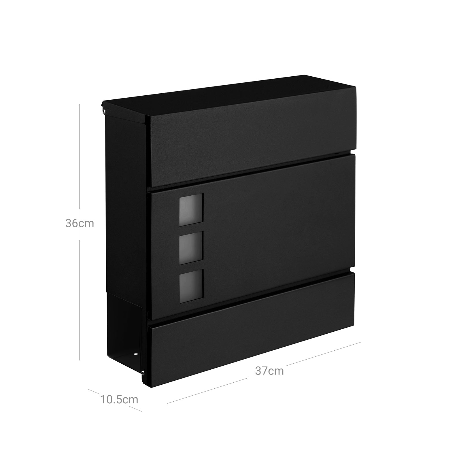 Mailbox - Modernes Wall Letterbox - mit Zeitungsabteil - abschließbar - Schwarz