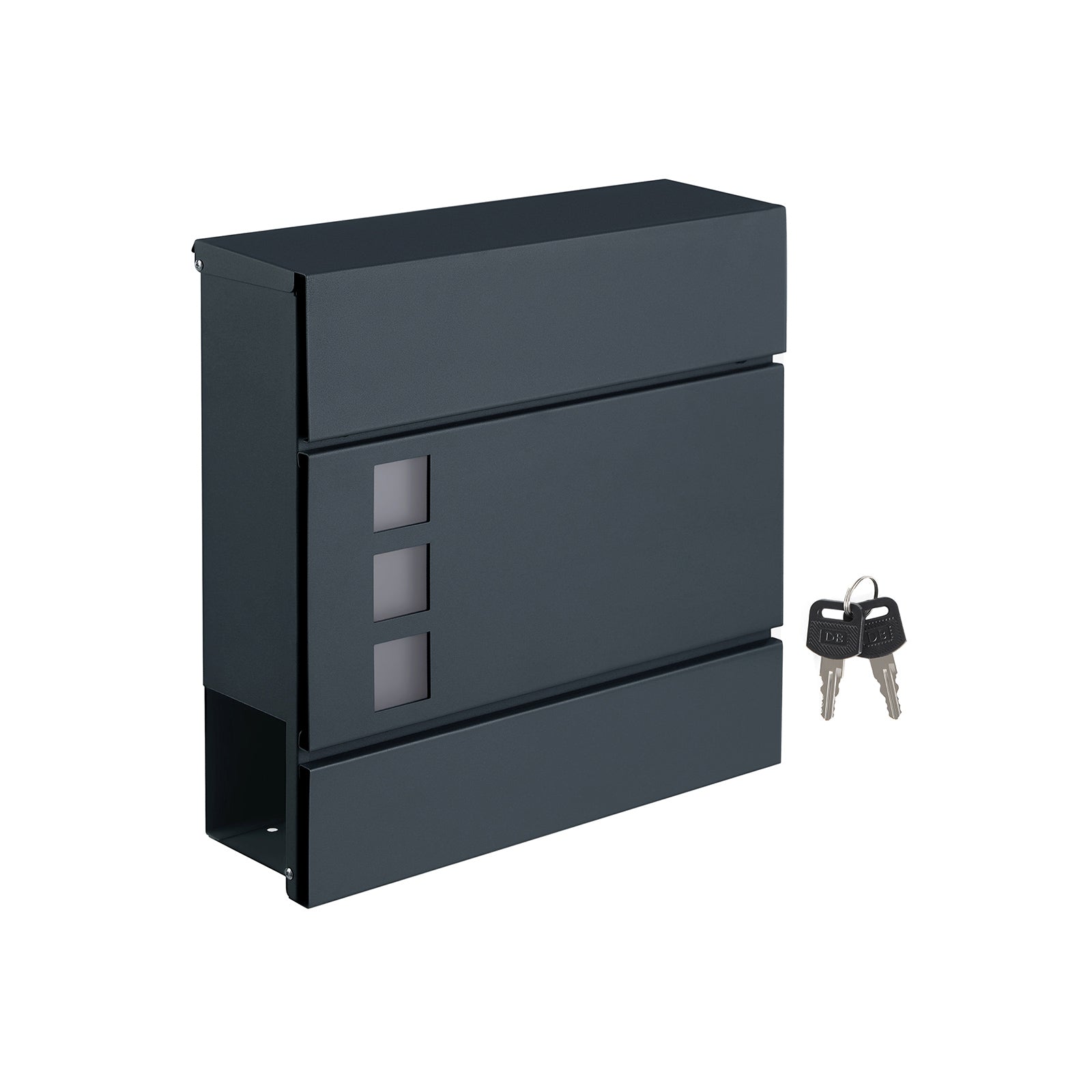 Mailbox - Modernes Wall Letterbox - mit Zeitungsabteil - abschließbar - Schwarz