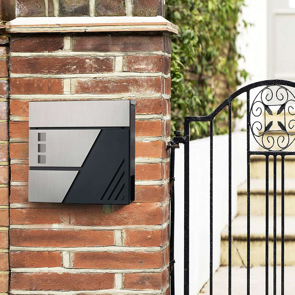 Mailbox - Wandbus - mit Fenster - Edelstahl - Silber / Anthrazit