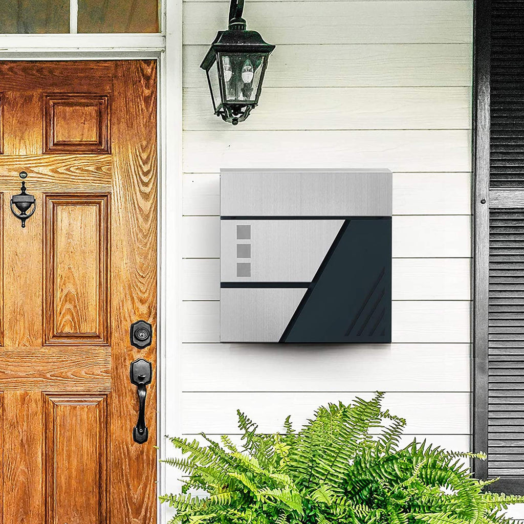 Mailbox - Wandbus - mit Fenster - Edelstahl - Silber / Anthrazit