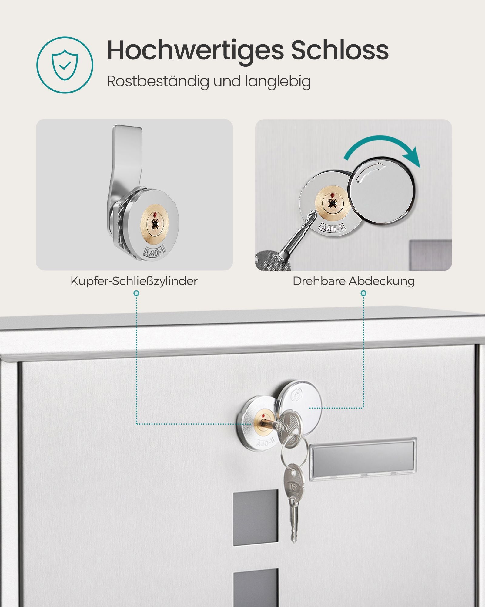 Briefkasten - mit Silberkupferschlitz Zylinder