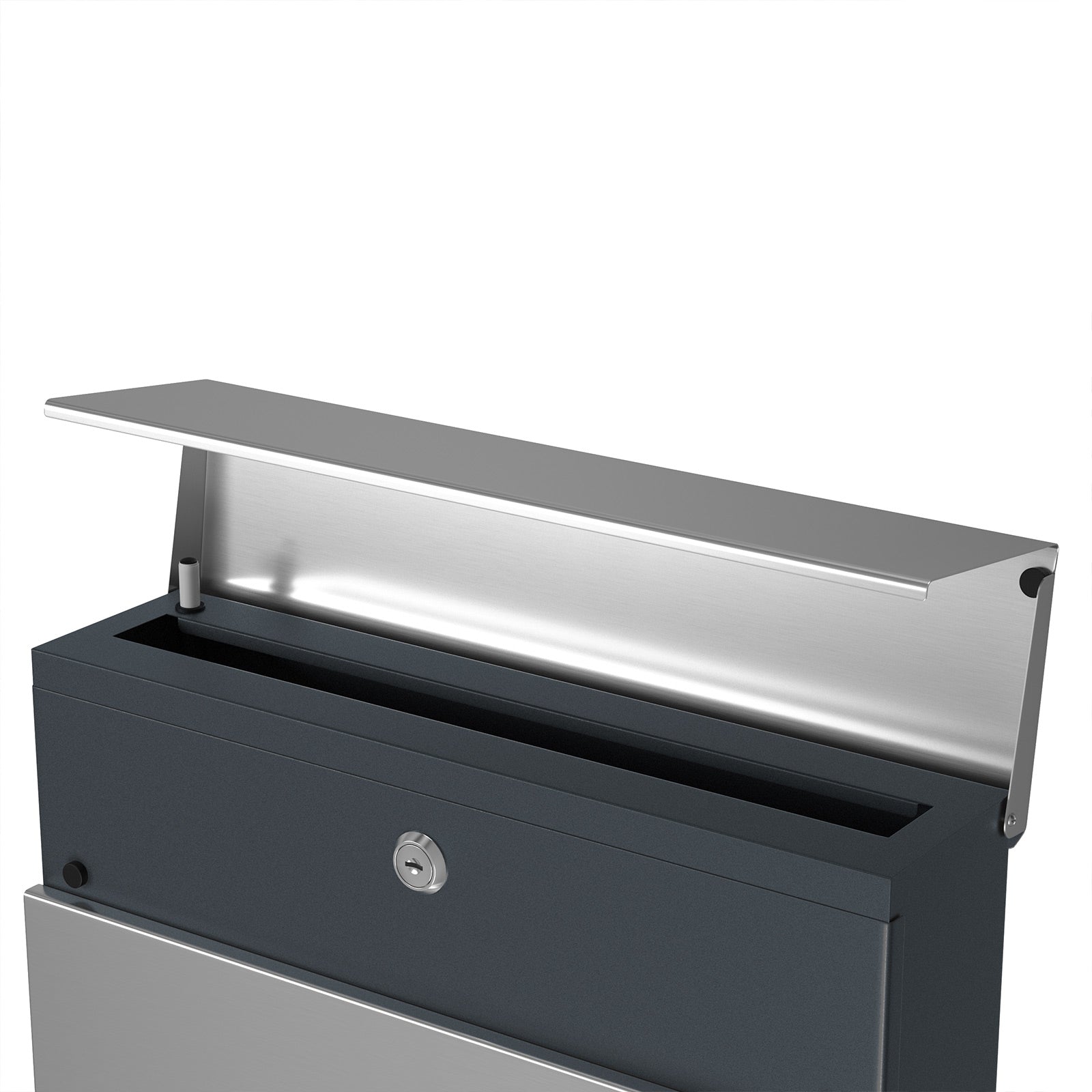 Briefkasten - abschließbares Wall Letterbox - mit Zeitungsfach - modern - Silber