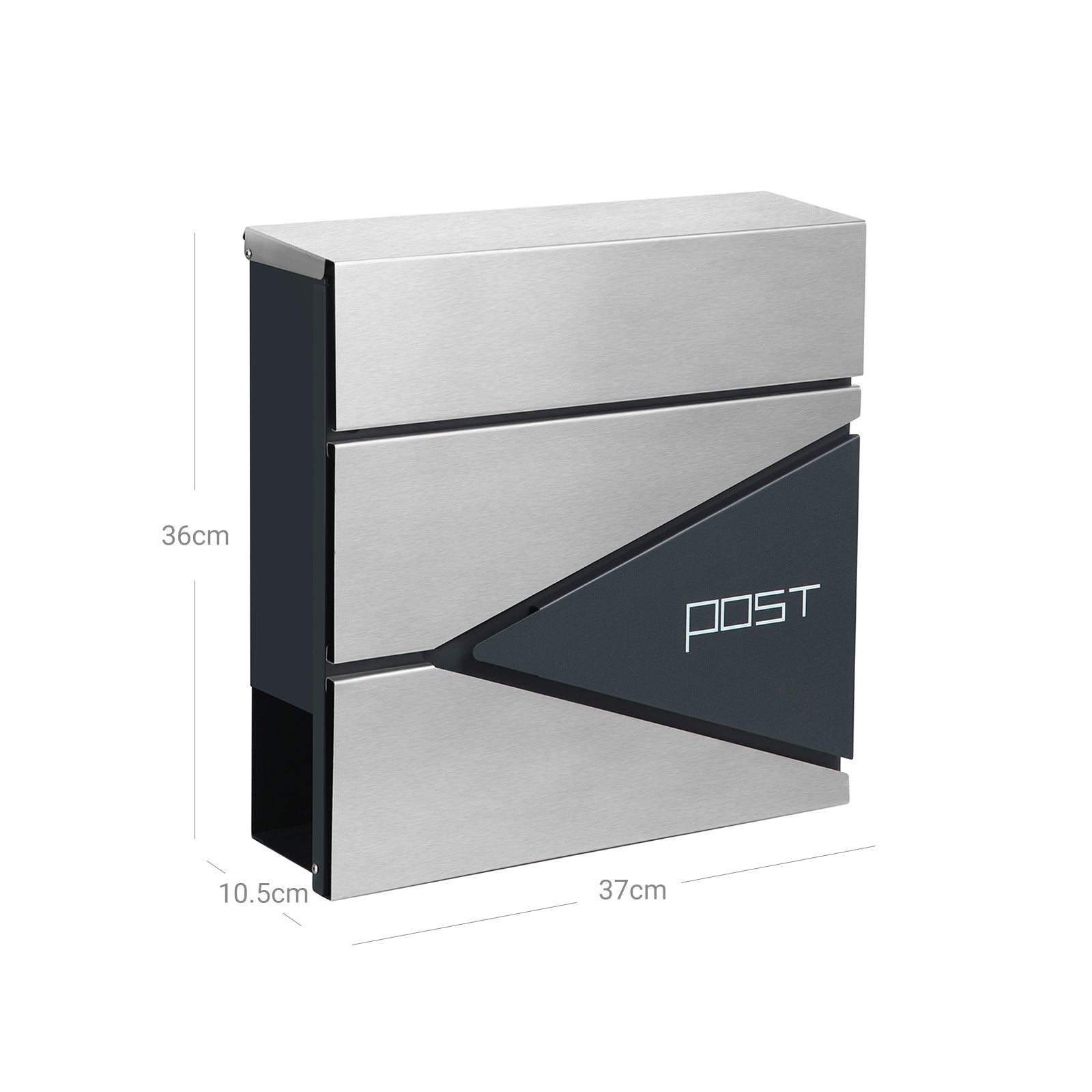 Briefkasten - abschließbares Wall Letterbox - mit Zeitungsfach - modern - Silber