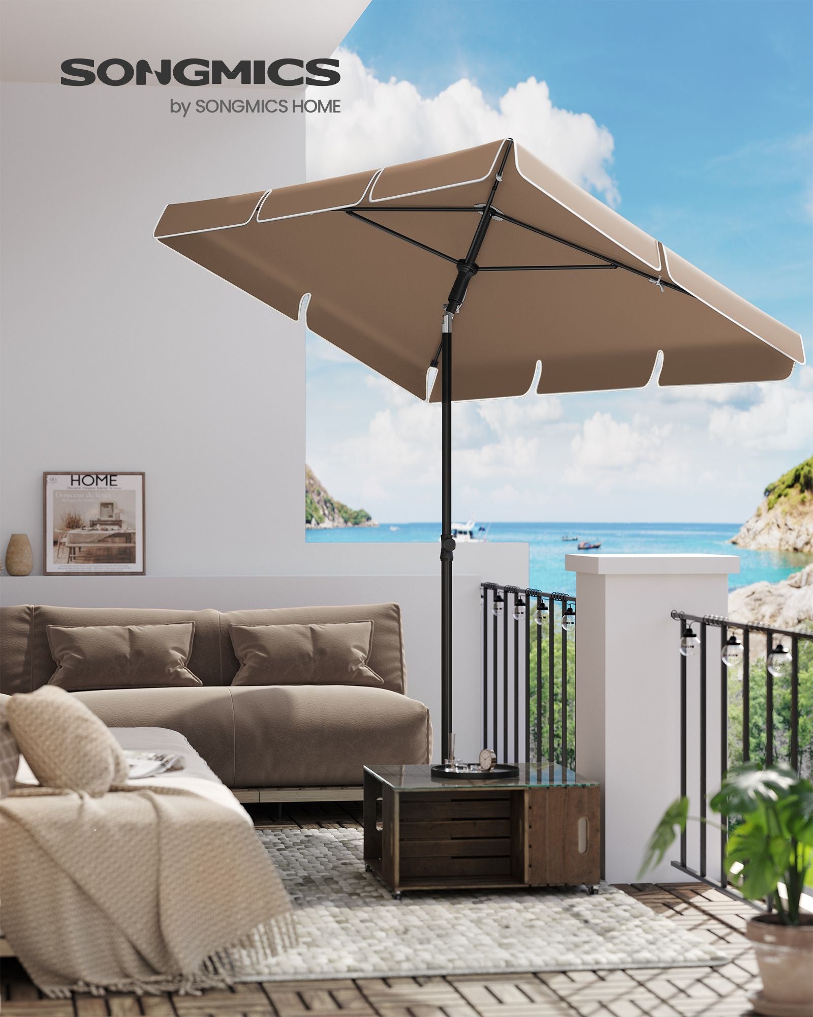 Parasol 200 x 125 cm faltbar und in der Höhe einstellbar