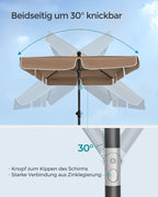 Parasol 200 x 125 cm faltbar und in der Höhe einstellbar