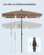 Parasol 200 x 125 cm faltbar und in der Höhe einstellbar