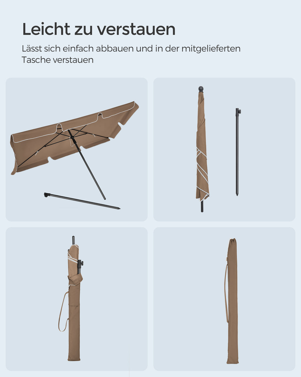 Parasol 200 x 125 cm faltbar und in der Höhe einstellbar