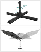 Parasol - 290 × 290 cm - 360 ° Rotatable - mit Standard