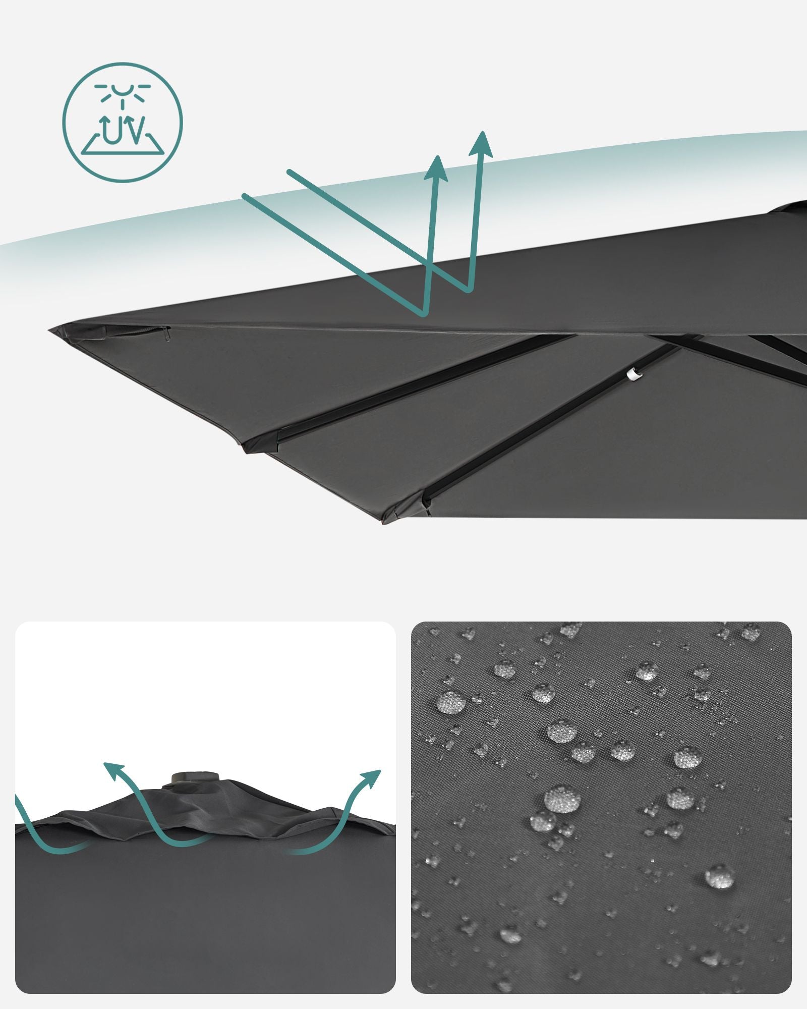 Parasol - 290 × 290 cm - 360 ° Rotatable - mit Standard
