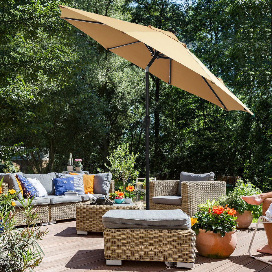 Parasol - mit LED Solar Lighting - Taupe