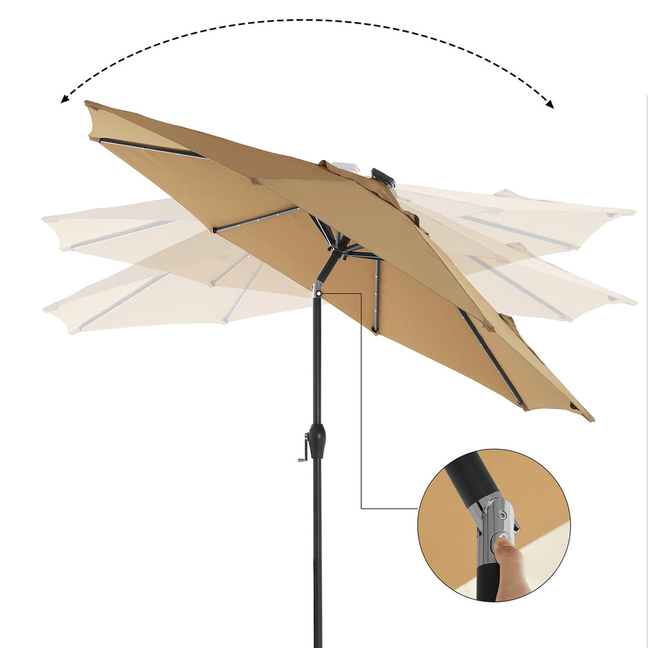 Parasol - mit LED Solar Lighting - Taupe