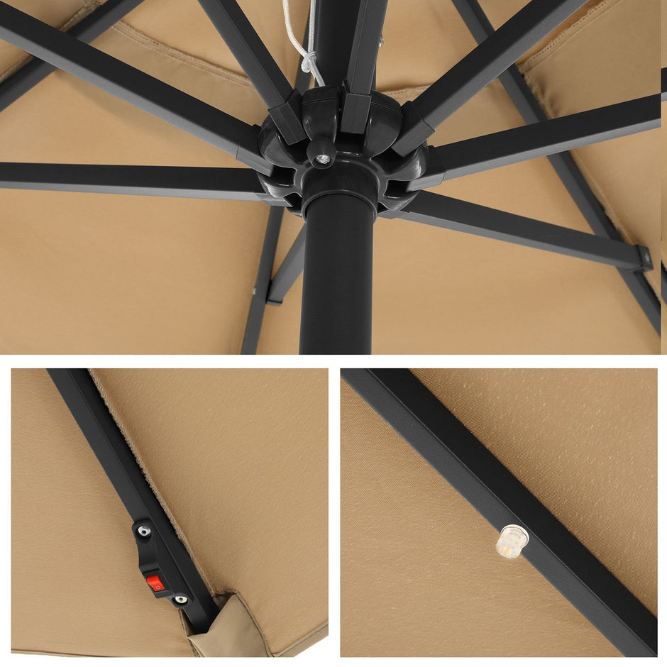 Parasol - mit LED Solar Lighting - Taupe