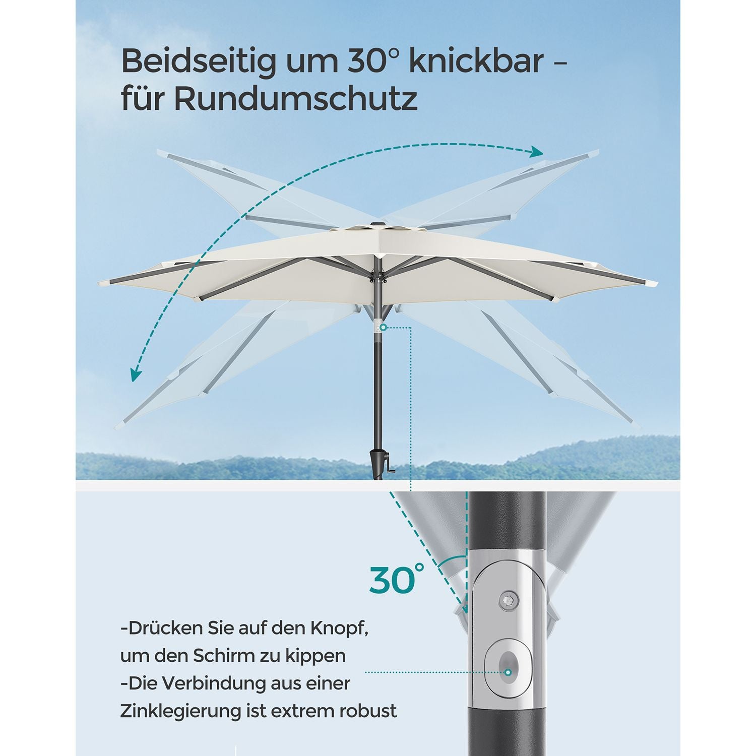 Parasol - 340 cm - Kantelbaar - UPF 50+ - Beige