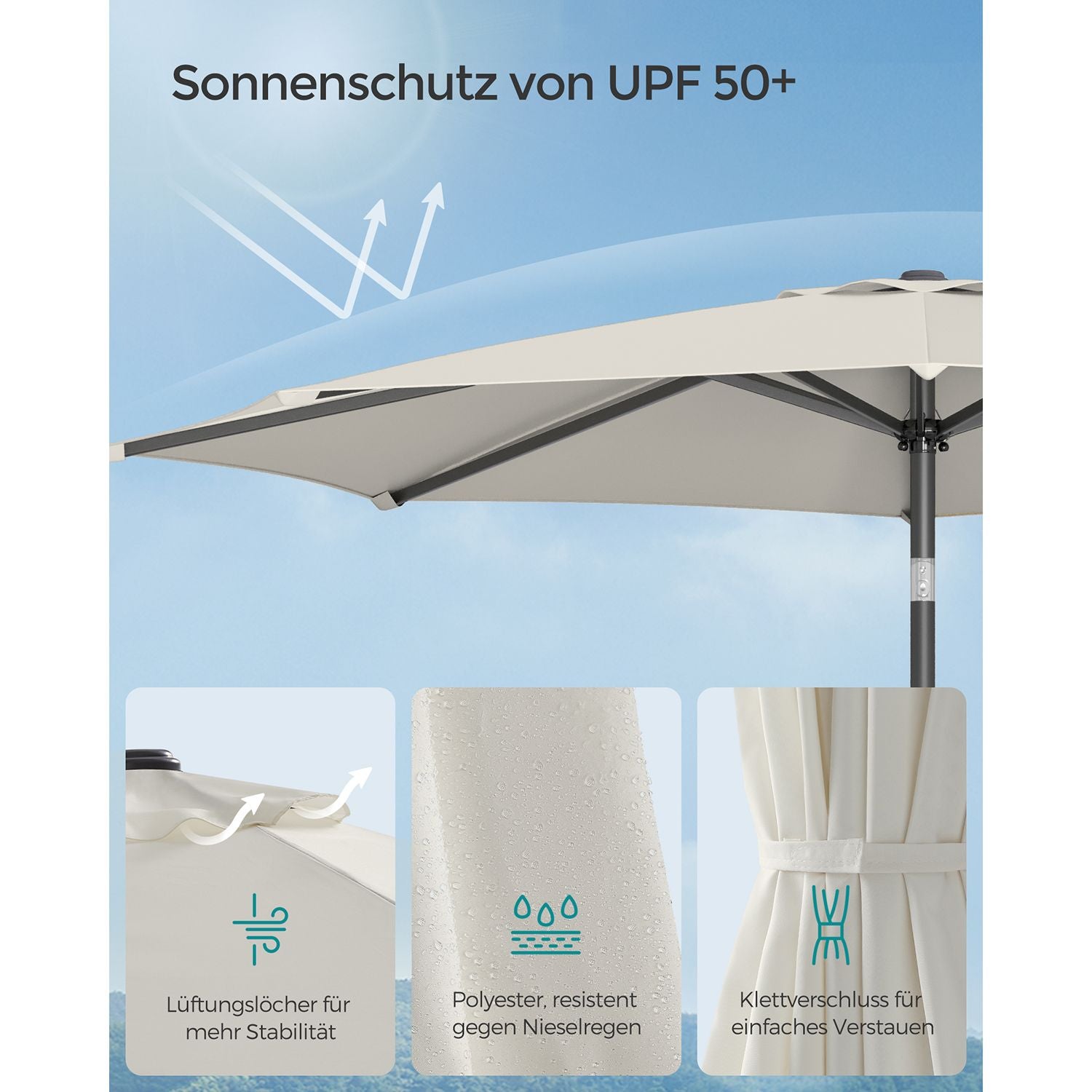 Parasol - 340 cm - Kantelbaar - UPF 50+ - Beige