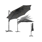Parasol Ø300 cm-upf 50+-fith 28 LED-Lampen-Grau