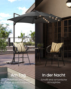 Parasol Ø300 cm-upf 50+-fith 28 LED-Lampen-Grau