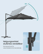 Parasol Ø300 cm-upf 50+-fith 28 LED-Lampen-Grau