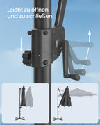 Parasol Ø300 cm-upf 50+-fith 28 LED-Lampen-Grau