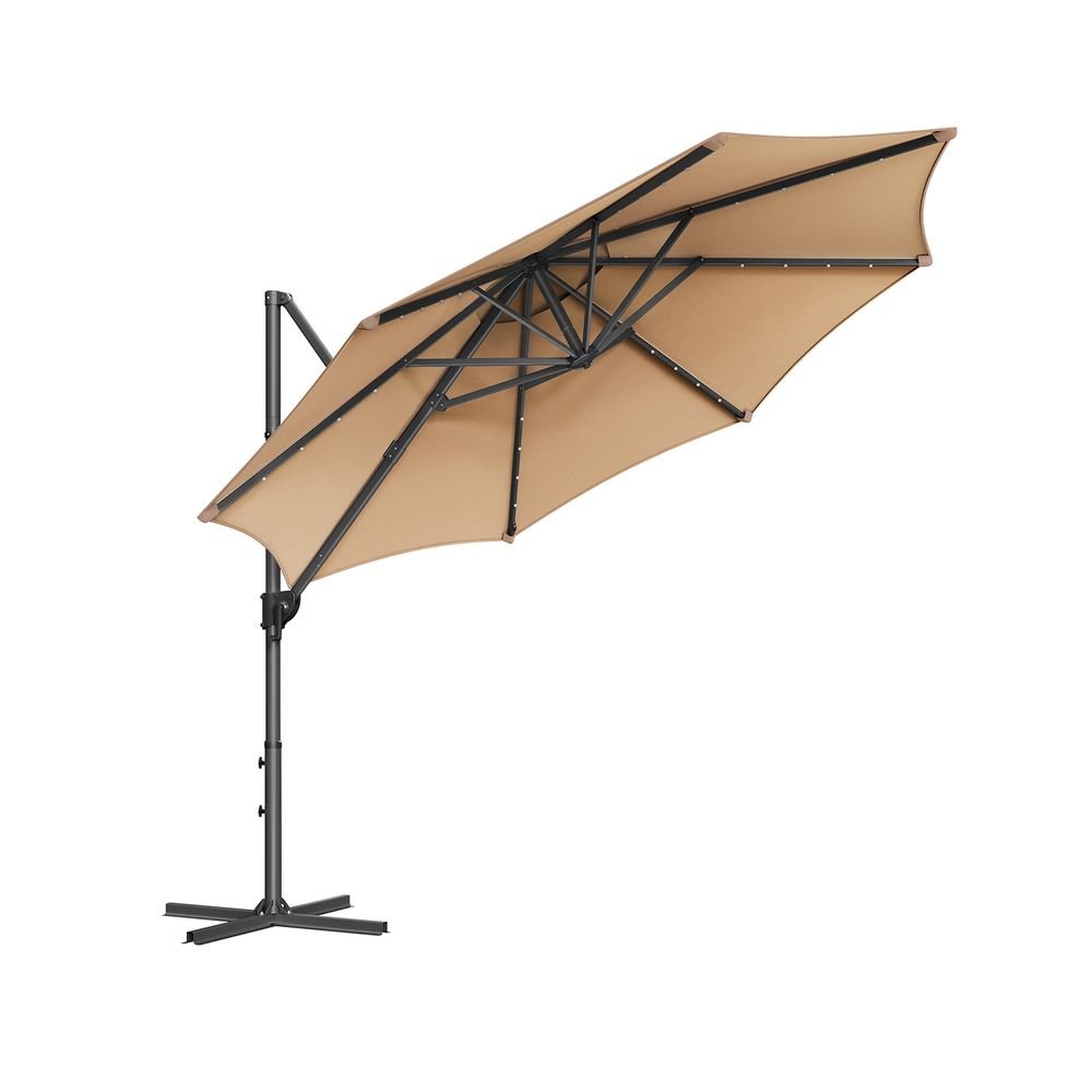 Parasol Ø300 cm-upf 50+-fith 28 LED-Lampen-Grau
