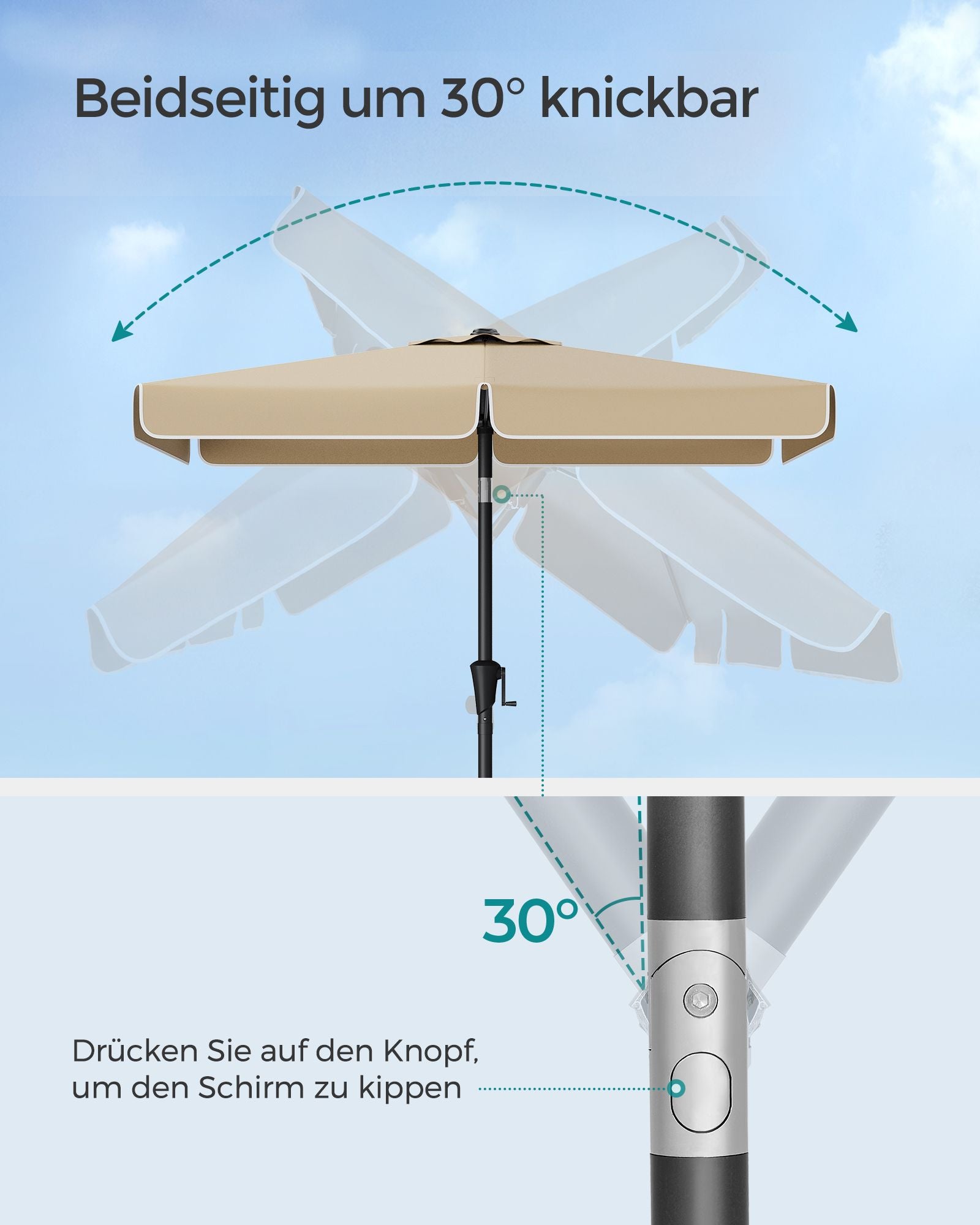 Balkon Parasol - Rechteck - 200 x 150 cm - Taupe