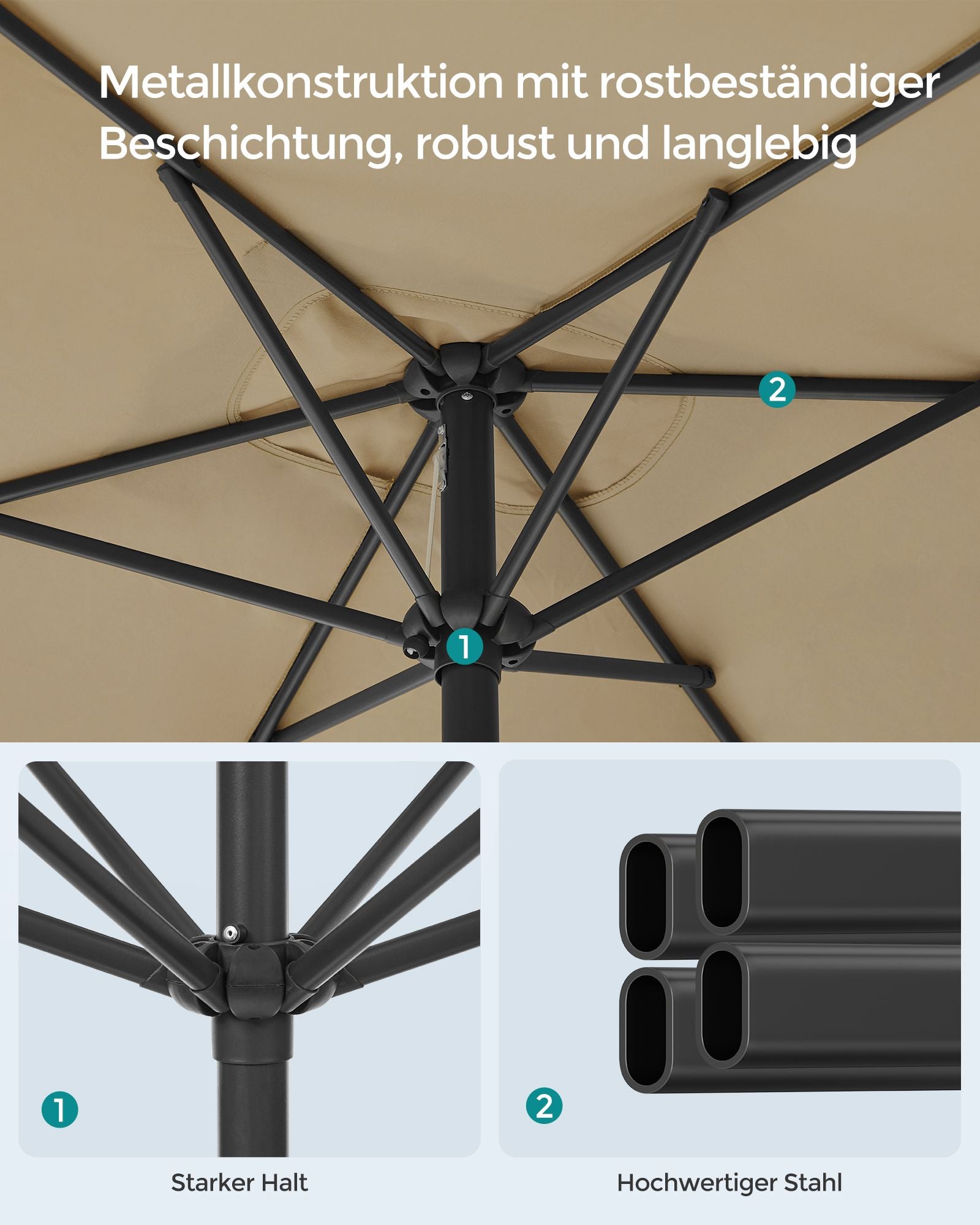 Balkon Parasol - Rechteck - 200 x 150 cm - Taupe