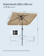Balkon Parasol - Rechteck - 200 x 150 cm - Taupe