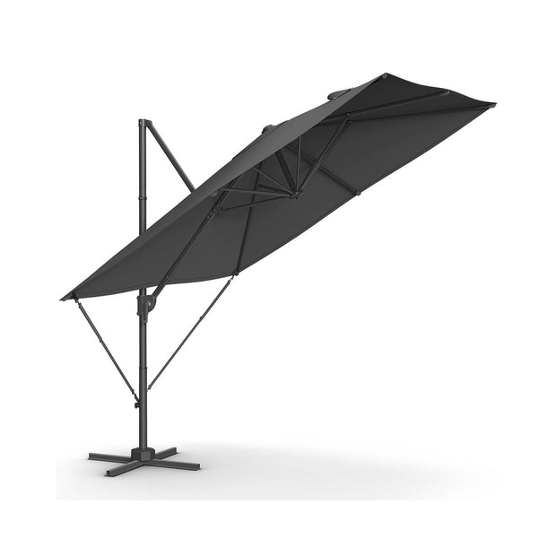 Parasol 270x270 cm - UPF 50+ - mit Kurbel und Querfuß - Grau