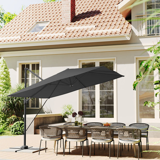 Parasol 270x270 cm - UPF 50+ - mit Kurbel und Querfuß - Grau