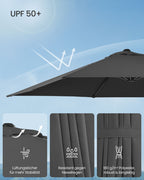 Parasol 270x270 cm - UPF 50+ - mit Kurbel und Querfuß - Grau