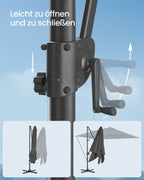 Parasol 270x270 cm - UPF 50+ - mit Kurbel und Querfuß - Grau