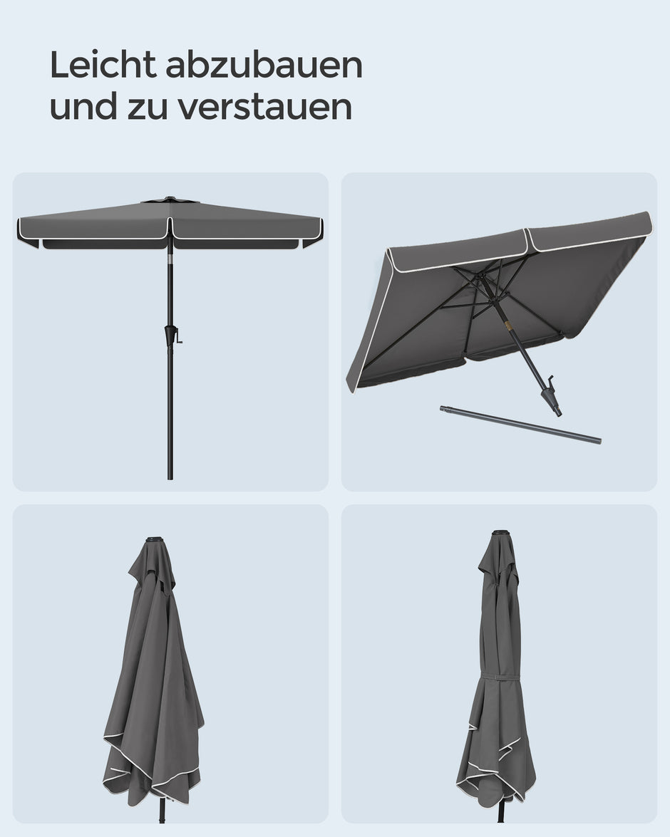 Balkonparasol - 300 x 200 cm - Rechthoekig - Kantelbaar - Grijs