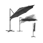 Parasol Ø300 cm - UPF 50+ - mit Kurbel und Querfuß - Grau