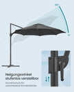 Parasol Ø300 cm - UPF 50+ - mit Kurbel und Querfuß - Grau