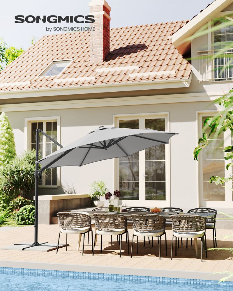 Parasol - Träger Parasol - mit Kurbel und Querfuß - Grau