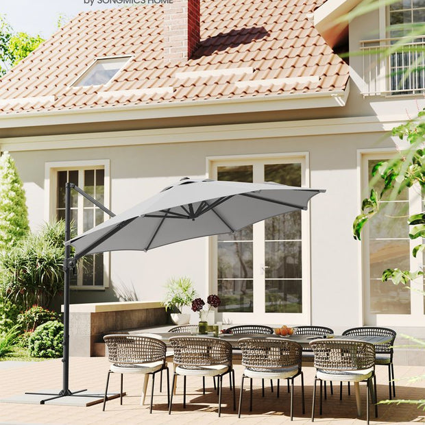 Parasol - Träger Parasol - mit Kurbel und Querfuß - Grau