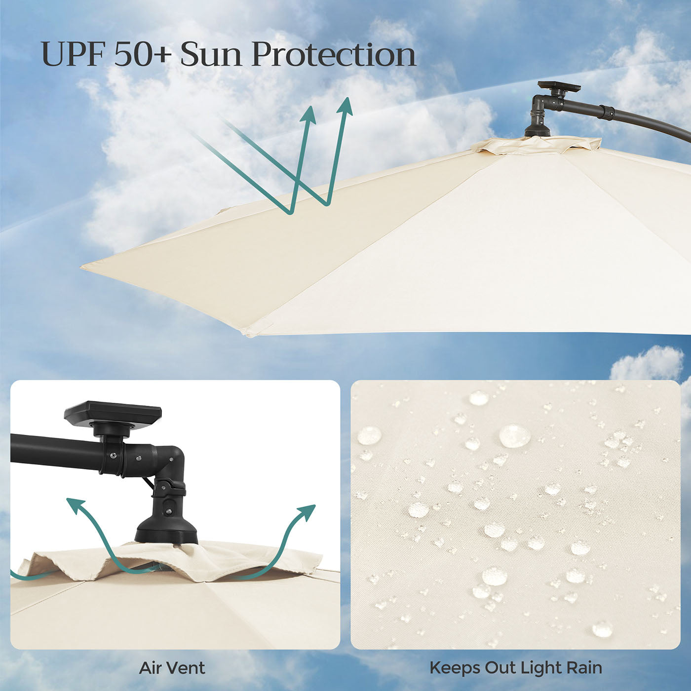 Parasol auf Sonnenenergie mit LED-Beleuchtungs-Modern-Design