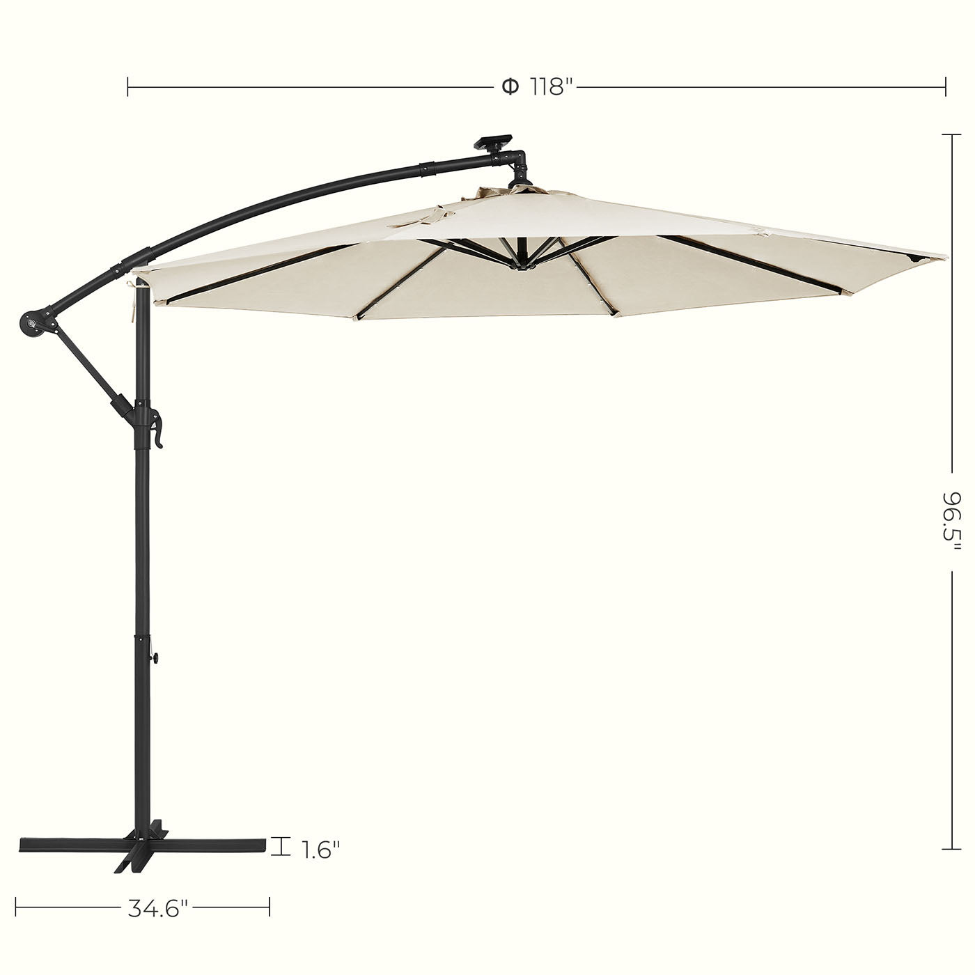 Parasol auf Sonnenenergie mit LED-Beleuchtungs-Modern-Design