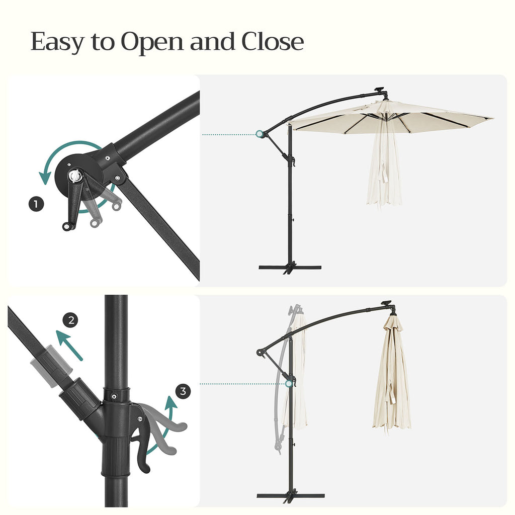 Parasol auf Sonnenenergie mit LED-Beleuchtungs-Modern-Design