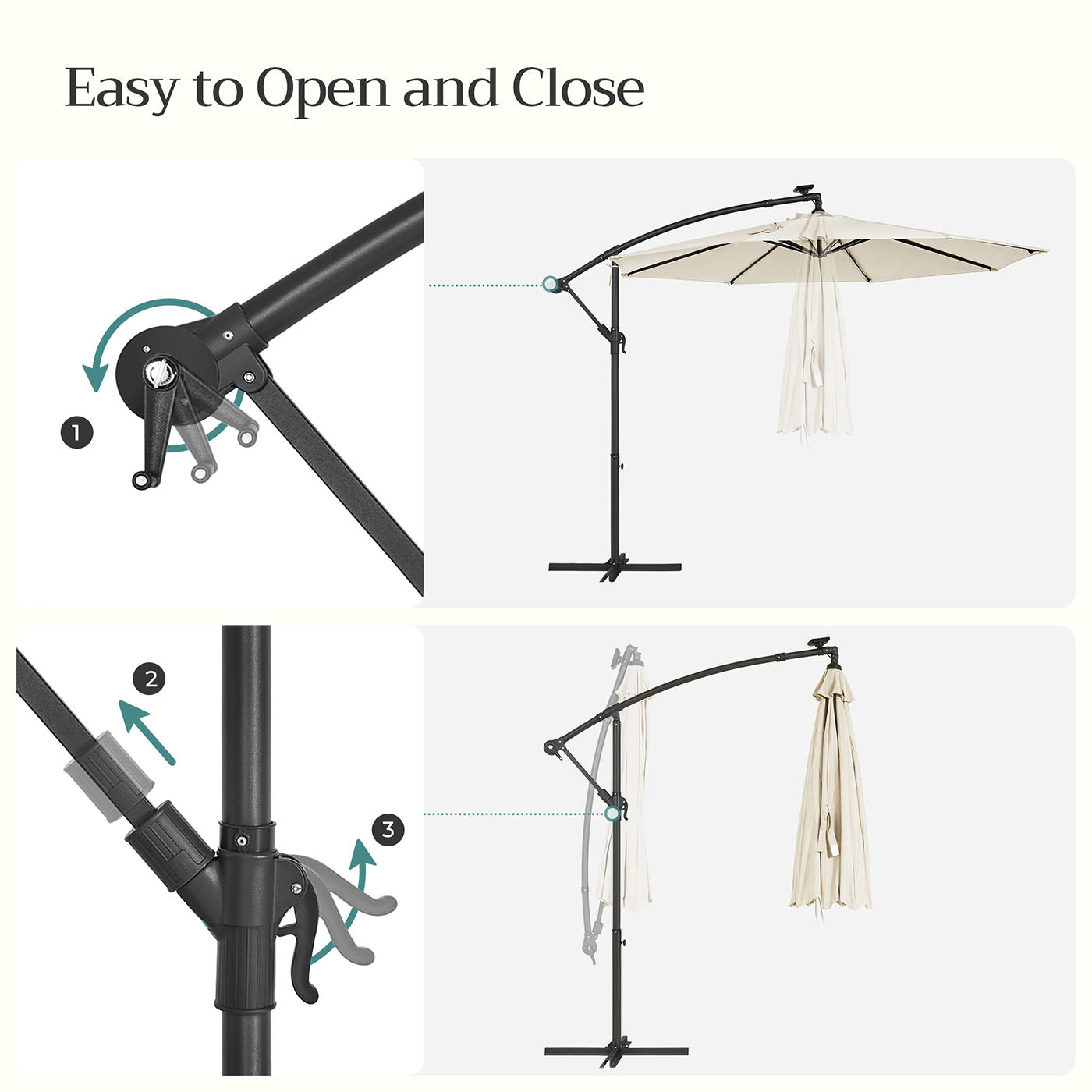 Parasol auf Sonnenenergie mit LED-Beleuchtungs-Modern-Design
