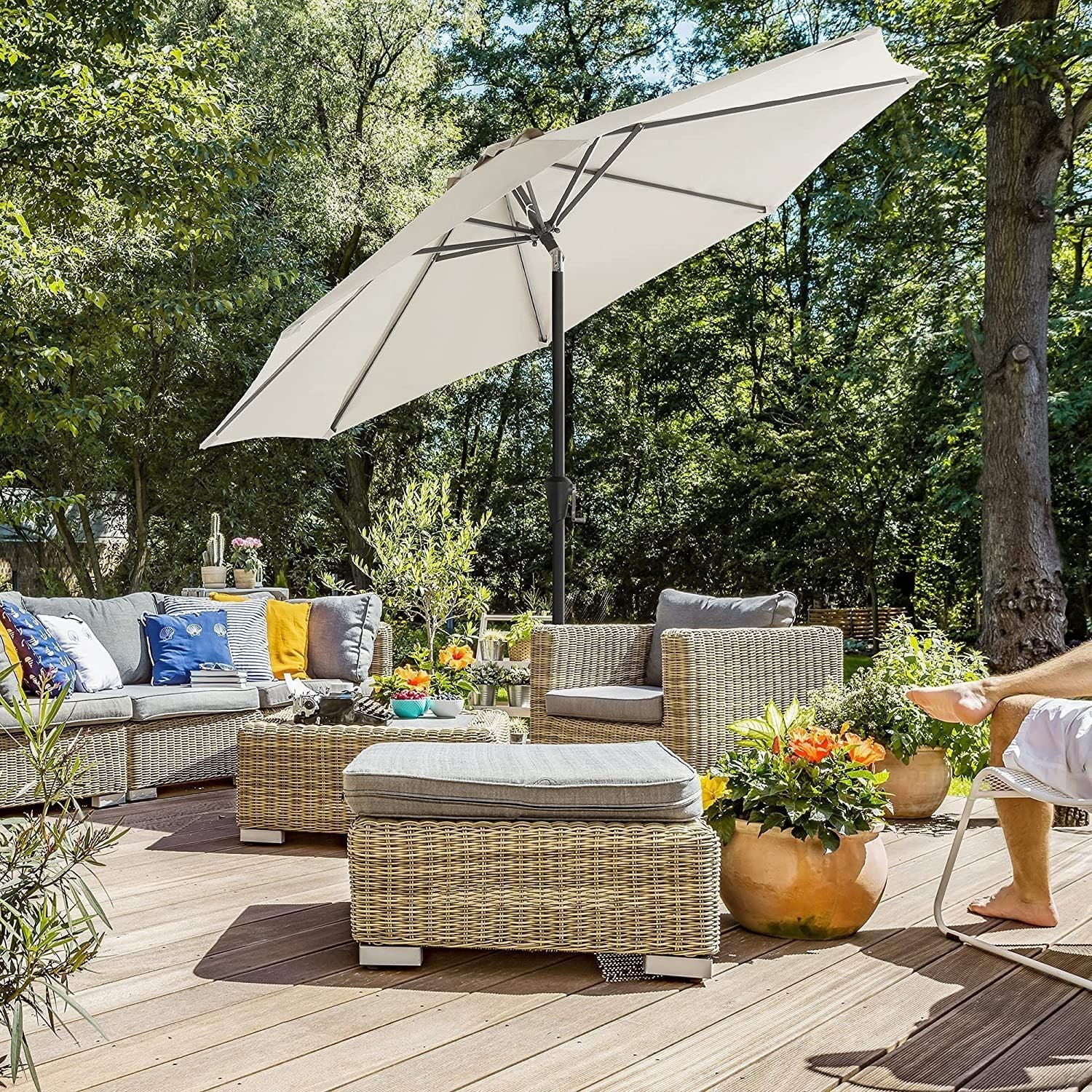 Parasol - Garten Parasol - Ø 270 cm - Neigung - mit Kurbel - Beige