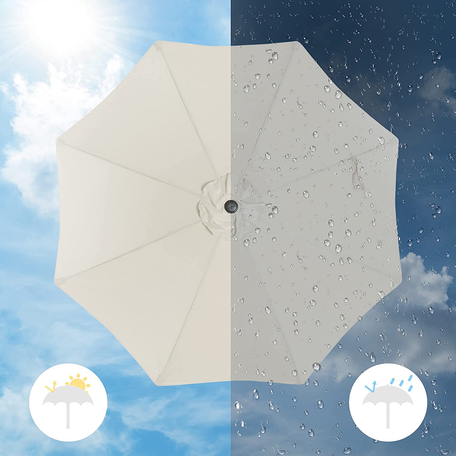 Parasol - Garten Parasol - Ø 270 cm - Neigung - mit Kurbel - Beige