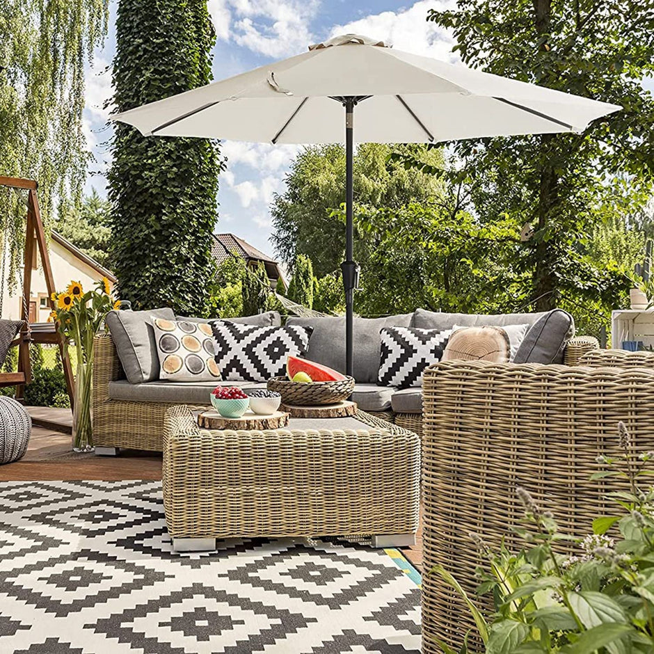 Parasol - Garten Parasol - Ø 270 cm - Neigung - mit Kurbel - Beige